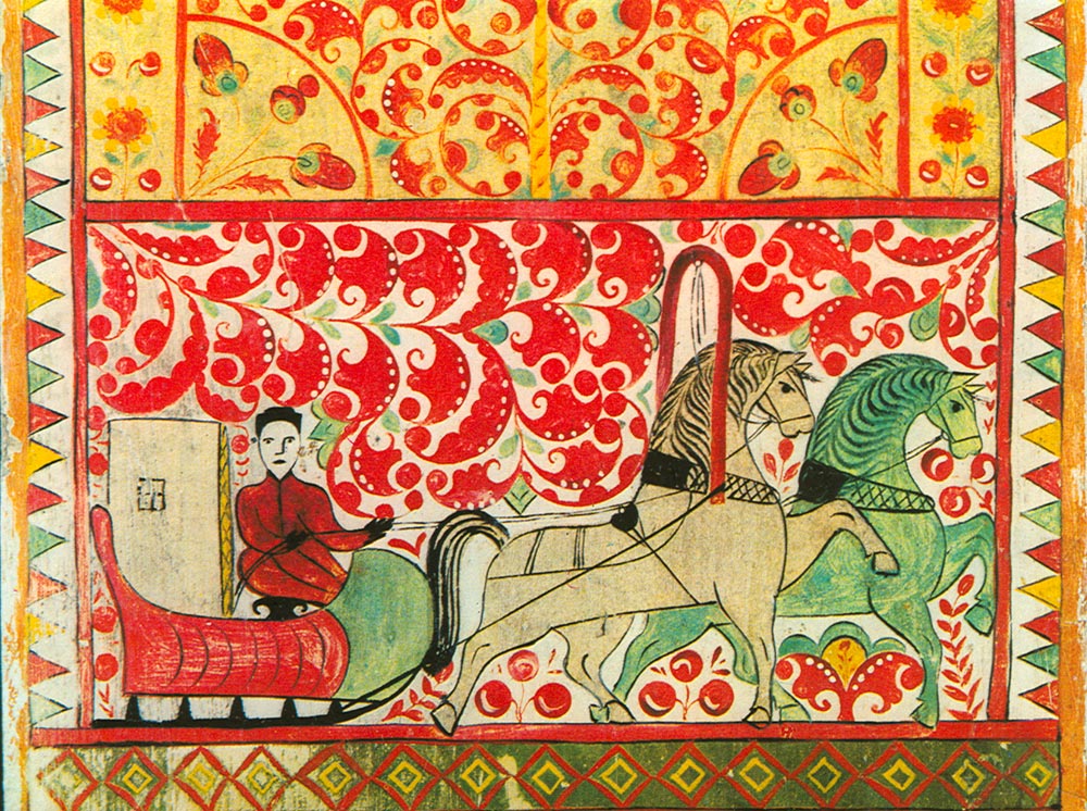 Прялка из Пучуги, пучужская роспись